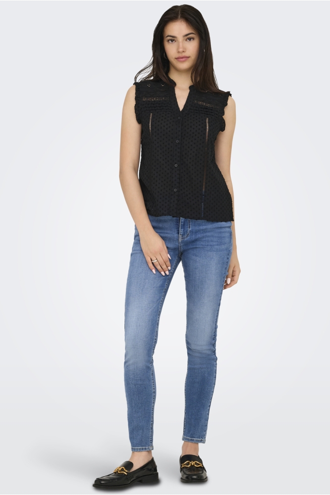 ONLEVELYN SL V-NECK TOP OX WVN 15365866 BLACK